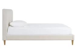 Lit 2 places 160x200 cm en tissu beige et bois clair SALOME