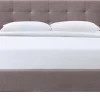 Lit 2 places 160x200 cm en tissu camel capitonné MARQUISE