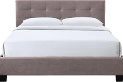 Lit 2 places 160x200 cm en tissu camel capitonné MARQUISE
