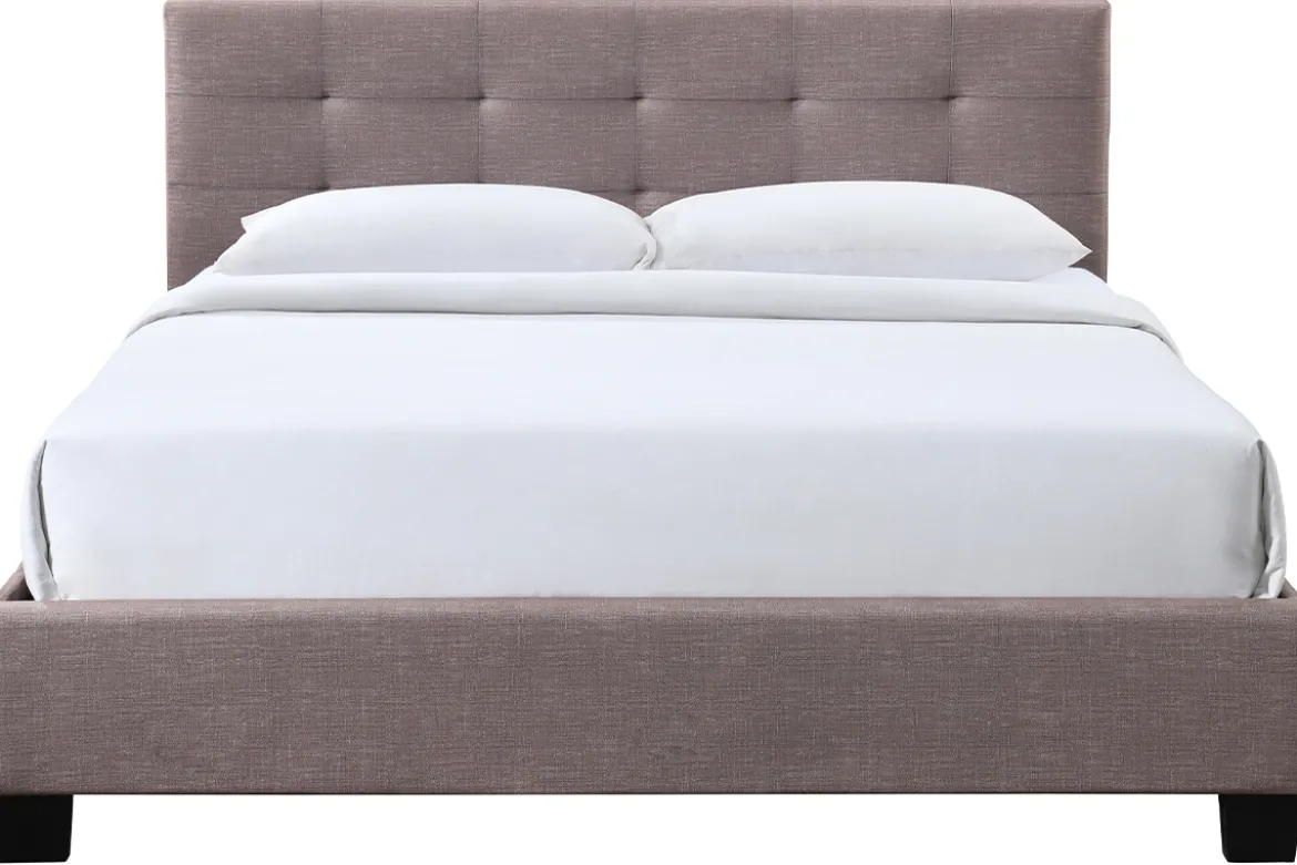 Lit 2 places 160x200 cm en tissu camel capitonné MARQUISE