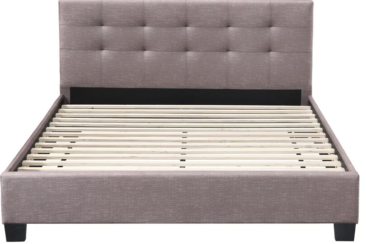 Lit 2 places 160x200 cm en tissu camel capitonné MARQUISE