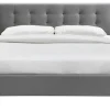 Lit 2 places 180x200 cm en tissu gris capitonné MARQUISE
