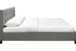 Lit 2 places 180x200 cm en tissu gris capitonné MARQUISE