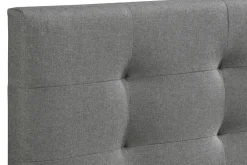 Lit 2 places 180x200 cm en tissu gris capitonné MARQUISE