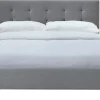 Lit 2 places 160x200 cm en tissu gris capitonné MARQUISE