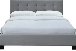 Lit 2 places 160x200 cm en tissu gris capitonné MARQUISE