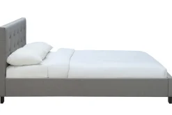Lit 2 places 160x200 cm en tissu gris capitonné MARQUISE