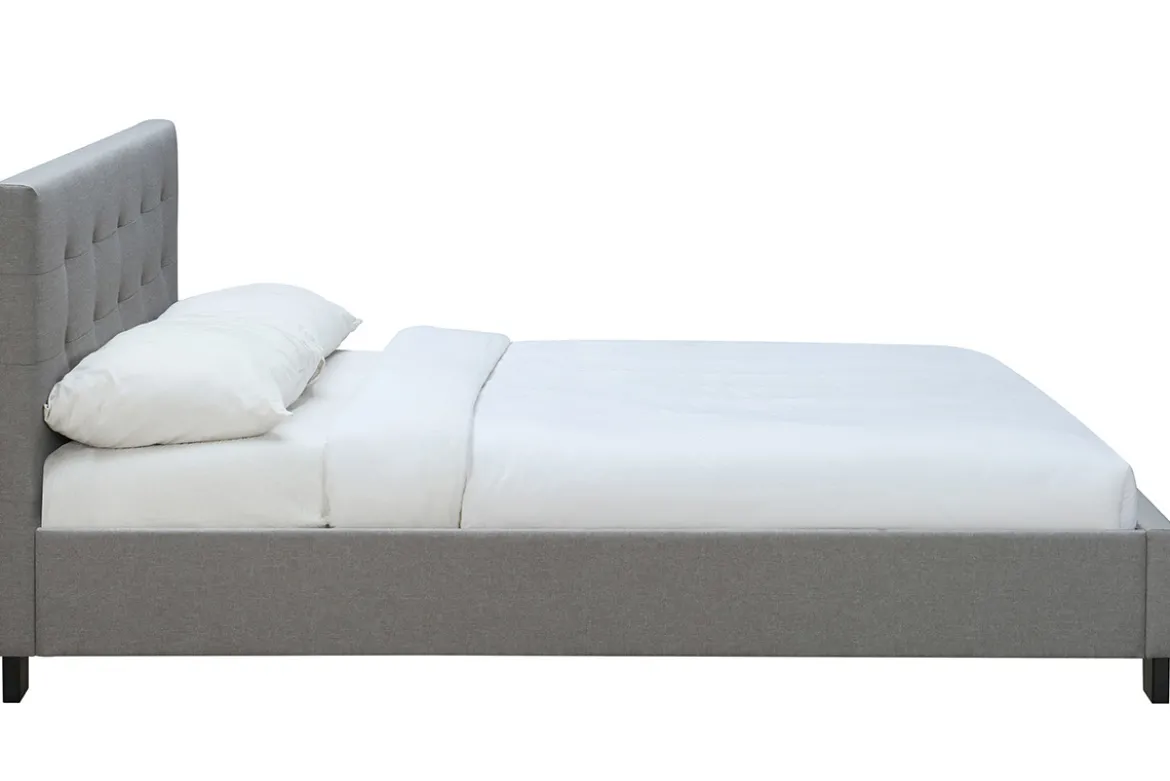 Lit 2 places 160x200 cm en tissu gris capitonné MARQUISE