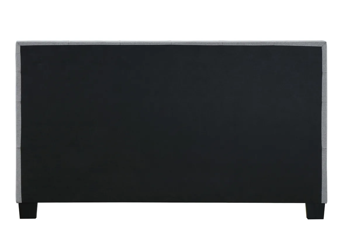 Lit 2 places 160x200 cm en tissu gris capitonné MARQUISE