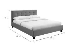 Lit 2 places 160x200 cm en tissu gris capitonné MARQUISE