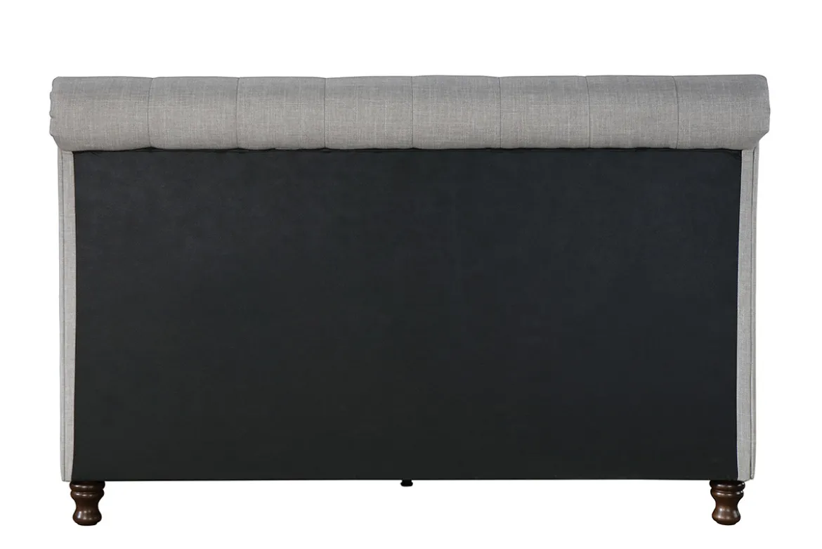 Lit 2 places 160x200 cm en tissu gris capitonné RILEY