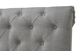 Lit 2 places 160x200 cm en tissu gris capitonné RILEY