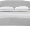 Lit 2 places 160x200 cm en tissu gris clair NIELS