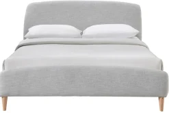 Lit 2 places 160x200 cm en tissu gris clair NIELS