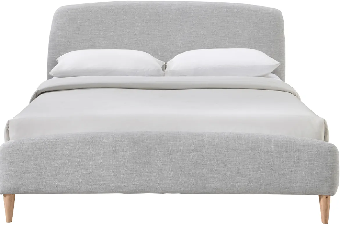 Lit 2 places 160x200 cm en tissu gris clair NIELS