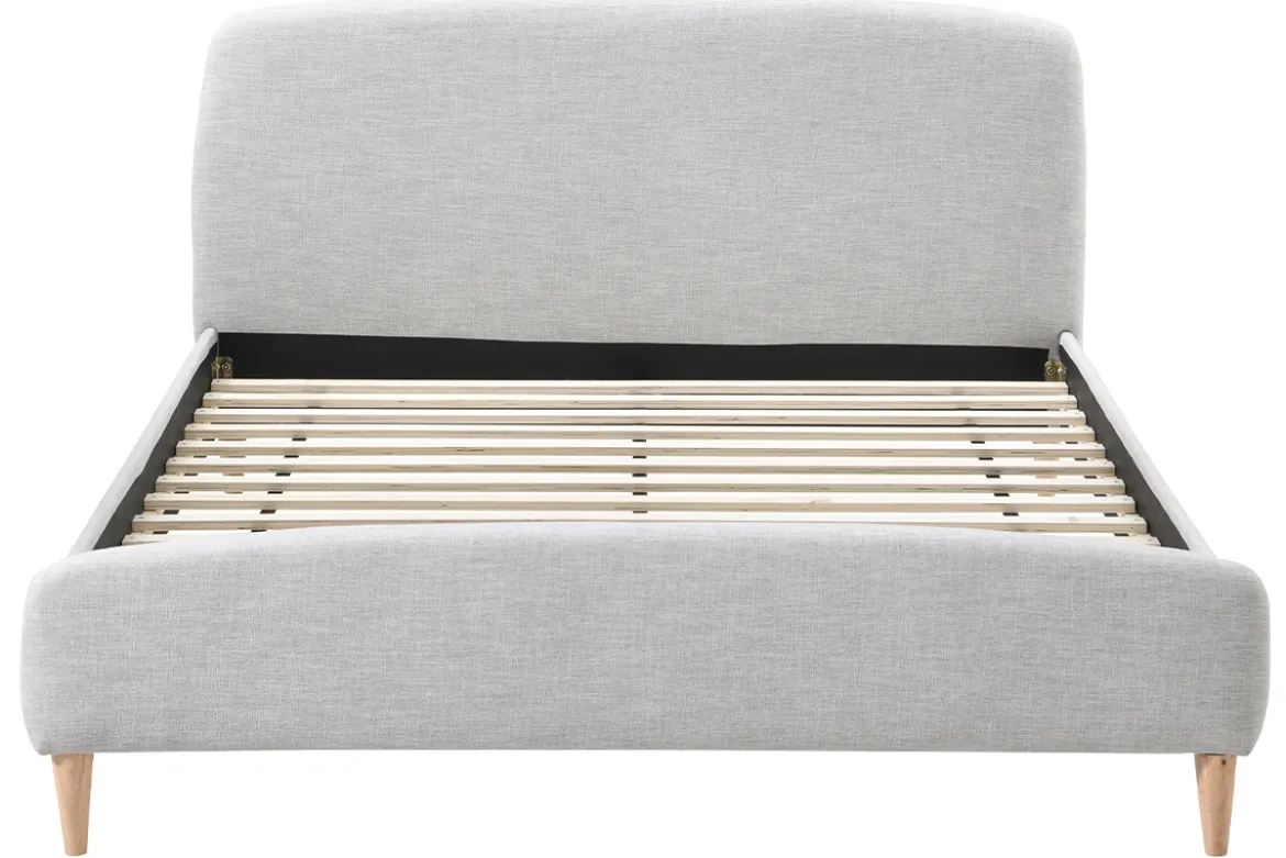 Lit 2 places 160x200 cm en tissu gris clair NIELS