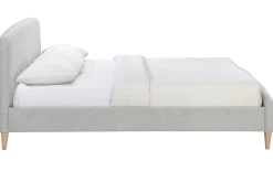 Lit 2 places 160x200 cm en tissu gris clair NIELS