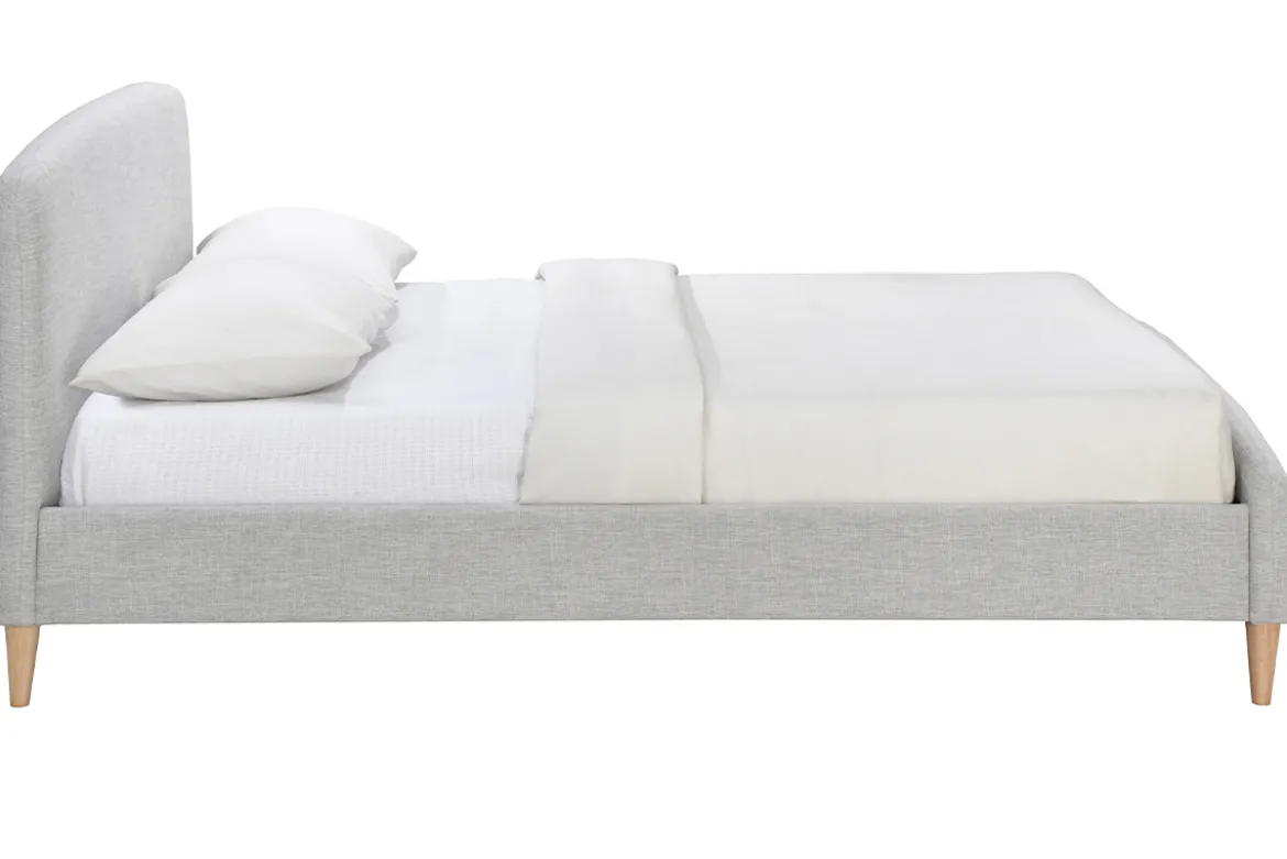 Lit 2 places 160x200 cm en tissu gris clair NIELS