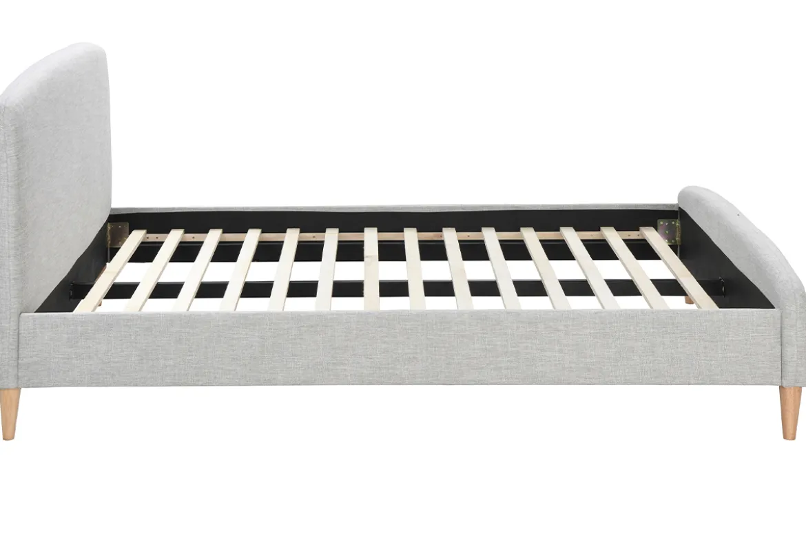 Lit 2 places 160x200 cm en tissu gris clair NIELS