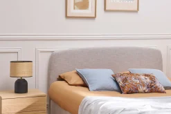 Lit 2 places 160x200 cm en tissu gris clair NIELS