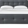 Lit 2 places 160x200 cm en tissu gris foncé capitonné HOLSEN