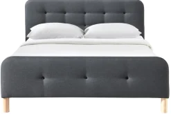 Lit 2 places 160x200 cm en tissu gris foncé capitonné HOLSEN