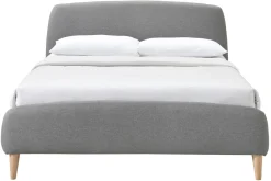 Lit 2 places 140x200 cm en tissu gris NIELS