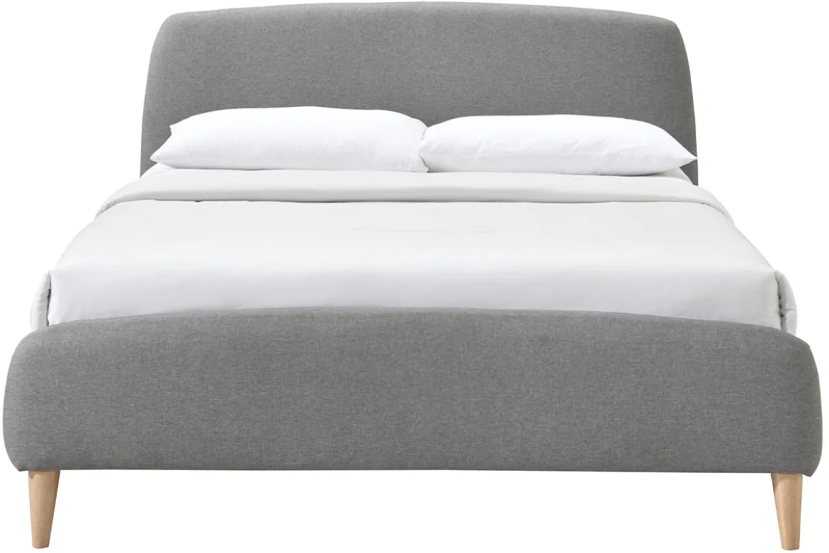 Lit 2 places 140x200 cm en tissu gris NIELS