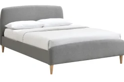 Lit 2 places 140x200 cm en tissu gris NIELS
