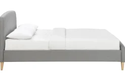 Lit 2 places 140x200 cm en tissu gris NIELS