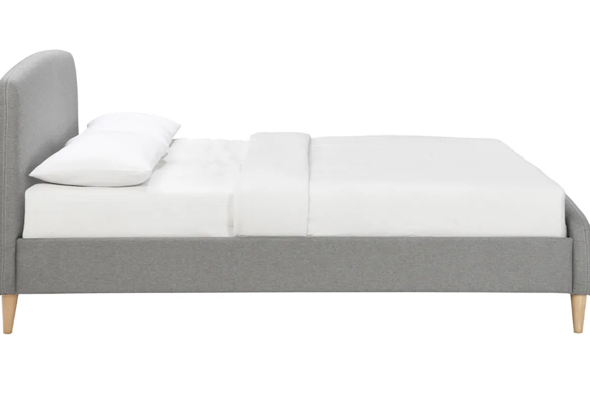 Lit 2 places 140x200 cm en tissu gris NIELS