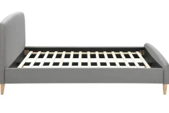 Lit 2 places 140x200 cm en tissu gris NIELS