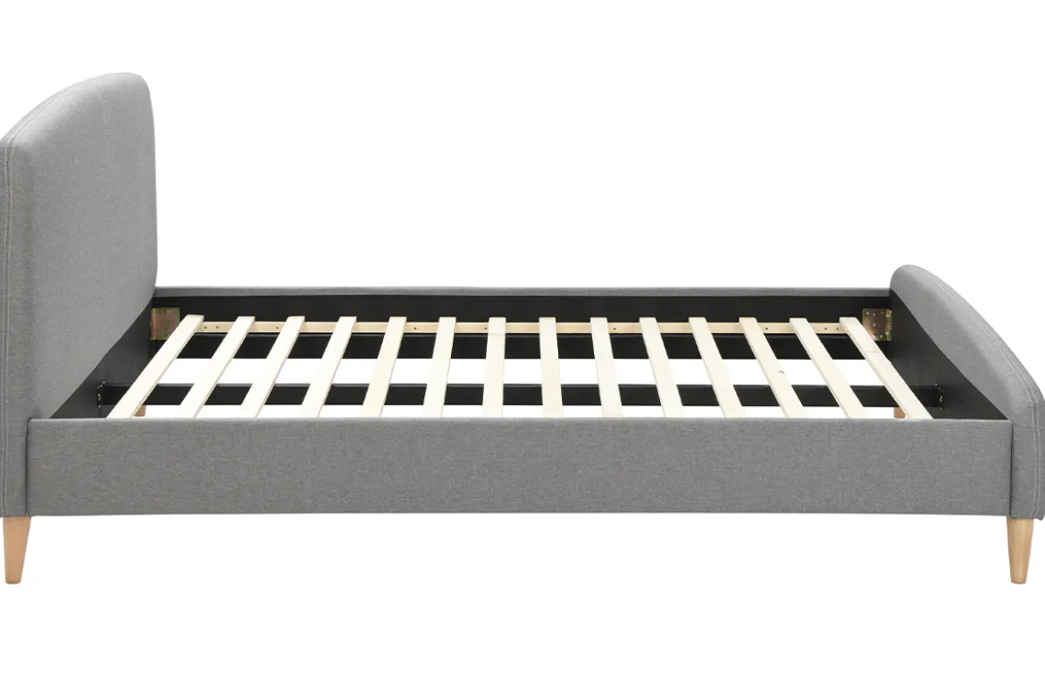 Lit 2 places 140x200 cm en tissu gris NIELS