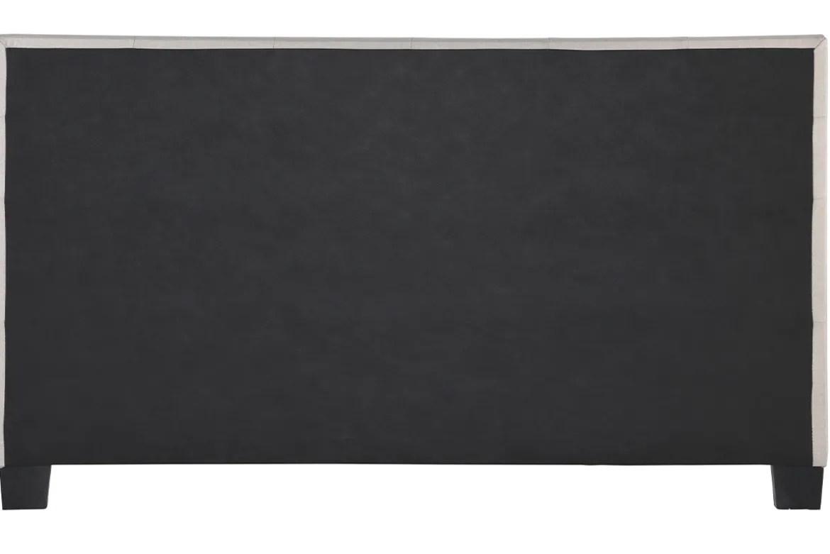 Lit 2 places 160x200 cm en tissu lin beige capitonné MARQUISE