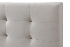 Lit 2 places 160x200 cm en tissu lin beige capitonné MARQUISE