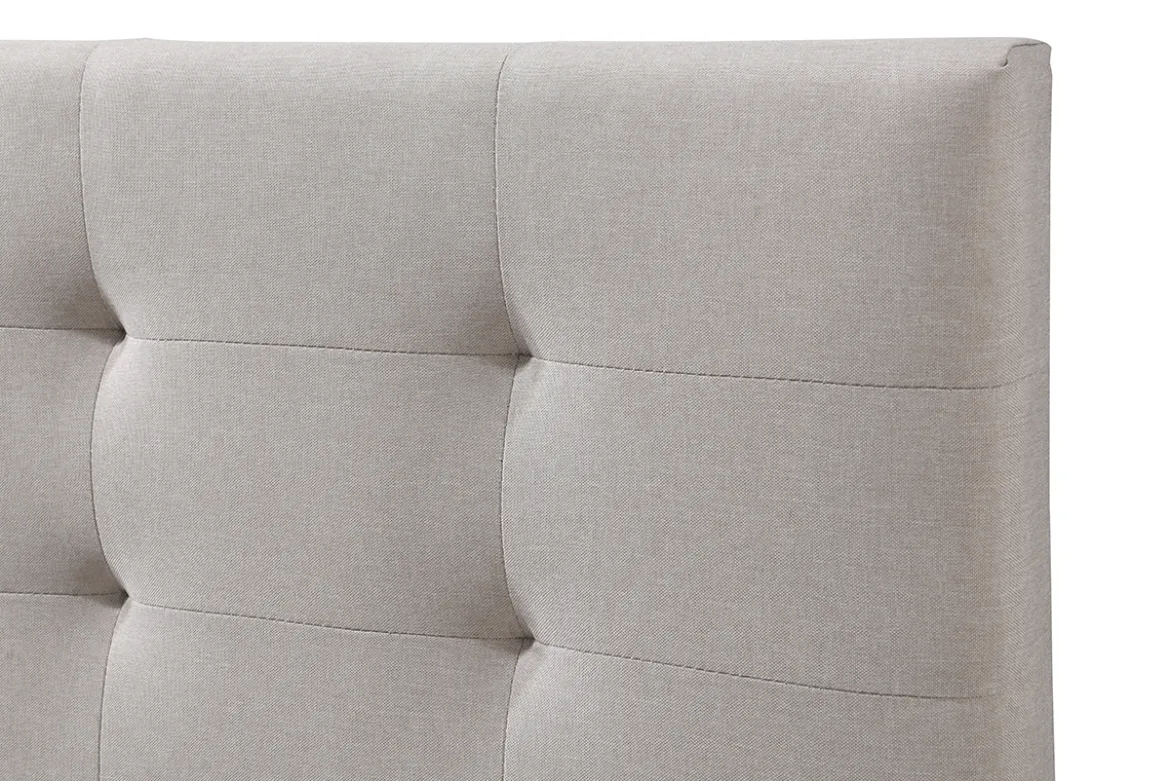 Lit 2 places 160x200 cm en tissu lin beige capitonné MARQUISE