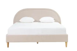 Lit 2 places 160x200 en tissu beige CHARLINE