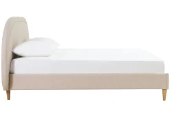 Lit 2 places 160x200 en tissu beige CHARLINE