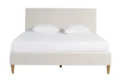 Lit 2 places 160x200 en tissu beige SIDONIE
