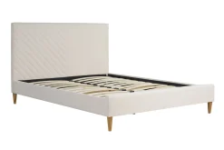 Lit 2 places 160x200 en tissu beige SIDONIE