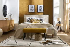 Lit 2 places 160x200 en tissu beige SIDONIE