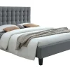 Lit 2 places 160x200 en tissu gris clair capitonné DANAE