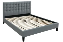 Lit 2 places 160x200 en tissu gris clair capitonné DANAE