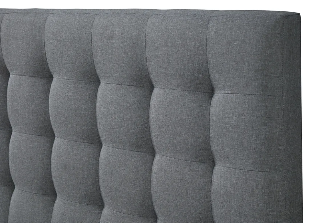Lit 2 places 160x200 en tissu gris clair capitonné DANAE