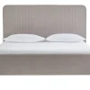 Lit 2 places 160x200 en tissu texturé taupe LINDSAY