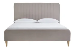 Lit 2 places 160x200 en tissu texturé taupe LINDSAY