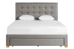 Lit tiroir 2 places 160x200 cm en tissu gris clair RENO