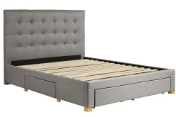 Lit tiroir 2 places 160x200 cm en tissu gris clair RENO