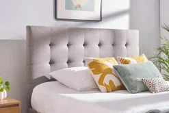 Lit tiroir 2 places 160x200 cm en tissu gris clair RENO