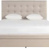 Lit tiroirs 2 places 160x200 cm en tissu beige RENO
